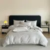 Juego de cuatro piezas de jacquard de algodón lujoso y de alta gama, apto para la piel, para el dormitorio principal, funda de edredón ultrasuave, sábana, sábana bajera, adecuado para dormir directamente en la cama