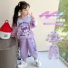 Ropa para Niñas Sudadera y Pantalón de Chándal Traje Estampado Primavera y Otoño Nueva Niña Otoño Dibujos Animados Kuromi Deportivo Conjunto de Dos Piezas