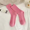 Meias de Tricô Grossas Cor Sólida Outono Novo Youjiaxiu Meias Largas Tendência Ins Meias de Algodão de Agulha Dupla Meia de Cano Médio Meias Macaron Femininas