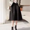 Elegante e Versátil Estilo Th Hepburn Francês Cintura Alta Elegante Aparência Emagrecedora Roupa de Trabalho Versátil Comprimento Médio Saia Evasê
