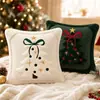 Funda de almohada para árbol de Navidad con lazo nuevo transfronteriza Cubierta decorativa para sofá de sala de estar Festival de Navidad Almohada de cojín para respaldo