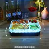 Bandeja de Frutas com Padrão de Gelo LED Ktv Prato de Frutas Brilhante Bandeja de Três Compartimentos Bandeja Recarregável para Lanches