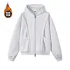 Sudadera con capucha de forro polar gris pesado estilo americano para hombre, otoño invierno, diseño deconstruido, sentido de la moda, sudadera con capucha de capas, ajuste limpio, cárdigan, prenda de abrigo