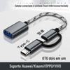 Adaptador OTG Adaptador de U Disk Fêmea para USB Tipo C Micro Adequado para Celular Android e Apple Conversor