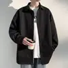Camisa de jacquard de manga larga estilo Hong Kong para hombre, chaqueta camisa holgada de estilo japonés simple para primavera y otoño, top versátil casual de moda