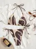 Bikini Nuevo 2025 Transfronterizo Europeo y Americano Aliexpress Copa Triangular Rayas Bikini Sexy Traje de Baño Dividido Traje de Baño