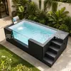 Piscina de fibra de vidrio moldeada de una sola pieza para patio de villa al aire libre, fabricante de piscinas prefabricadas para el hogar