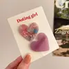 Elegante clip lateral retro de textura de ácido acético para el cabello, clip de amor para el costado, clip para el flequillo de pelo suelto de niña, clip de pico de pato, nuevo 2024