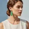 Pendientes ZA Design Sense de Resina Ovalada Incrustada con Pedrería Europeos y Americanos Exagerados Largos de Gota de Agua Colorida Colgantes Transfronterizos para Mujer