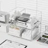 Caja de almacenamiento estilo cajón para escritorio, caja de acrílico transparente, organizador de papelería para escritorio, estante de almacenamiento para artículos pequeños de oficina