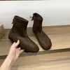 Zapatos de pezuña de cerdo con punta dividida y fondo plano botas de tobillo negras botas para mujer 2026 adelgazantes marrones con faldas primavera y otoño botas sencillas