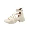 Sandálias para Mulheres para Usar no Verão, Novos Sapatos Romanos de Solado Grosso 2026, Estilo Feérico, Combinando com Saias, Sandálias de Praia de Salto Grosso