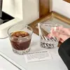 Copo de vidro com padrão espiral, copo de café estilo ins para latte gelado americano, copo para bebidas, copo de uísque, copo de suco