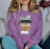 Sudadera Nueva Transfronteriza de Amazon Sudadera Estampada de Cuello Redondo Pulóver Top para Mujer Manga Larga Una Pieza D-Made