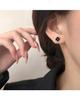 Pendientes de Aguja de Plata Pura S999 para Orejas Perforadas, Forma de Corazón Trébol de Cuatro Hojas Círculo Gota de Aceite Pegamento Pendientes de Plata Pura Negros Clavos para Hélice Auricular