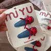 Pinza para el pelo con flequillo lateral de estrella roja dulce estilo coreano, pinza Bb para niñas, accesorio para el pelo con horquilla de cuero plateado y mezclilla