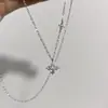 Colar Duplo de Trevo de Quatro Folhas para Mulheres Prata S925 Banhado a Ouro 18K Design de Nicho Ins High-End Minimalista Exquisito Corrente para Clavícula