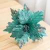 Venta caliente transfronteriza 25 cm franela con lentejuelas flor de Navidad hecha a mano gris plateado dorado polvo simulación decoración de árbol de Navidad fábrica de origen