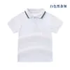 Camiseta de Algodão Infantil Manga Curta Meninos Alunos Azul Uniforme Escolar Gola Branca Camiseta Meninas Verão Camisa Polo Branca