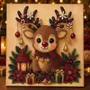 Conjunto popular de pintura de pérolas DIY 5D5D: Design de boneco de neve e rena de Natal, pintura de diamante feita à mão para decorações festivas