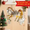 Colgante decorativo de caballo galopante dorado y Gorgeous transfronterizo de acrílico, regalo de vacaciones, colgante de llavero para mochila