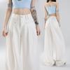Pantalones de Pierna Ancha de Mezclilla Tencel Lyocell a Prueba de Tres Elementos con Sensación Fresca YKK Delgados de Verano Sueltos de Seda de Hielo para Mujer