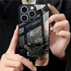 Aplicável à Capa de Vidro Temperado Apple 18PRO 17PROMAX Lótus Preto Capa Protetora iPhone16 Degradê 17E