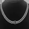 Collar Cubano de Cruz Exagerado y Genial con Diamantes Completos de 13 mm Estilo Europeo y Americano Cadena Dorada Grande de Hip-Hop de Moda para Hombre