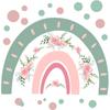 LD64135 desenho animado verde rosa flor arco-íris decoração de sala de estar reforma de quarto atmosfera acolhedora adesivos de parede autoadesivos