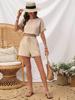 Traje de moda elástico simple de color sólido nuevo de comercio exterior para mujer, ropa informal de verano para viajeros, conjunto de dos piezas con temperamento para viajeros