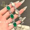 Pulseira de Calcedônia de Gelo Natural de Alta Qualidade para Mulheres, Pulseira Cor de Jade com Jade Branco e Ágata Verde Incrustados, Presente de Aniversário para Mulheres