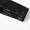 Chaqueta corta de cuero para motocicleta para hombre, estilo punk moderno con diseño de doble cremallera diagonal irregular y cuello de solapa, chaqueta de cuero PU