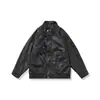 Chaqueta de Cuero PU Negra Estilo Regular Primavera y Otoño para Hombre, Chaqueta de Cuero Biker Retro Americana Fresca, Negra de Moda