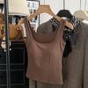 6617 # Colete Básico Aquecido de Gola Quadrada de Uma Xícara para Mulheres no Outono e Inverno, Blusa Térmica Escovada para Uso Externo