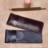 Estojo Criativo Multifuncional Couro Crazy Horse Retrô Material de Papelaria Couro Genuíno Couro Bovino Cor Sólida Capa para Caneta Presentes de Negócios para Homens e Mulheres