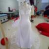 Vestido de Novia de Comercio Exterior, Hombros Descubiertos, Cola de Pez, Adelgazante, Novia, Boda Simple, con Cola, Venta al por Mayor, Espalda Descubierta