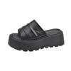Pantuflas de Suela Gruesa para Aumentar la Altura para Verano para Mujer 2025 Nuevas Versátiles Casuales de Una Tira para Playa Sandalias Plisadas