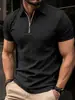 Camisa polo de verano 2026 de estilo ins europeo y americano, venta rápida en Amazon, polo deportivo de manga corta para hombre con cremallera