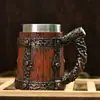 Taza de Cerveza de Resina con Forma de Barril de Madera Taza de Cerveza de Acero Inoxidable con Imitación de Madera Taza con Forma de Barril Taza con Forma de Tambor Cafetera Taza de Barriga