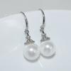 Aretes de Perlas Francesas Altas de Lujo Ligero Moda Elegante Gancho de Oreja Eardrop Largo Diseño de Zircón de Doble Capa Venta al por Mayor de Fábrica