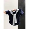 Camiseta de Manga Curta com Design de Shawl Falso de Duas Peças para Afinar a Cintura Feminina, Novo Estilo Coreano de Verão, Design Spicy Girl, Top Justo e que Valoriza a Silhueta