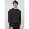 Suéter de Punto a Rayas de Manga Larga con Cuello Henley Abotonado para Hombre, Estilo Old Money con Acabado de Alta Gama, Venta al por Mayor de Fábrica Transfronteriza Otoño/Invierno