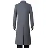 Outono e inverno super longo casaco de lã masculino trespassado casaco de lã masculino acima do joelho casaco de lã quente masculino