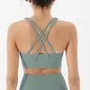 Top de yoga transfronteiriço com design de costas cruzadas, sutiã esportivo à prova de choque e com suporte, top fitness