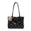 Bolso tote de ante con lunares y lazo de estilo coreano de moda para mujer, nuevo y moderno 2026, versátil, de gran capacidad, para llevar bajo el brazo