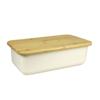 Caja de Pan de Plástico Caja de Almacenamiento para Conservación de Alimentos para Cocina Exterior Caja de Almacenamiento con Tapa de Bambú Tabla de Cortar Caja de Pan Tostado