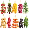 Brochetas de Verduras Artificiales de Chile, Ajo, Col, Calabaza, Rábano de Fábrica Original para Restaurante de Granja Decoración de Patio Brochetas Colgantes