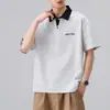 Roupas Masculinas Xintang 2026 Verão Nova Camisa Polo Masculina com Gola Reversível, Manga Curta, Fina, Marca Tendência, Camisa Polo de Manga Três Quartos