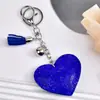 Nuevo Estilo Chanel Corazón de Melocotón Pedrería Cuero Llavero Borla Colgante Llavero Corea del Sur Franela Diamante Llavero