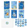 Hk077 Cartões de Cumprimentos Temáticos de Hanukkah para Adultos e Crianças, Envelopes para Cartões de Cumprimentos, Castiçais, Cartões de Cumprimentos Estrela Hexagonal, Adesivos